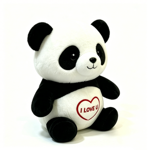 Peluche panda personnalisée avec broderie de message d'amour, adorable peluche panda dodue avec motif cœur rouge, cadeau idéal. - Product Image 4