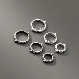 Commercio all'ingrosso 925 Sterling Silver 6mm/8mm/10mm cornice di perline a righe nere per la creazione di bracciali/collane