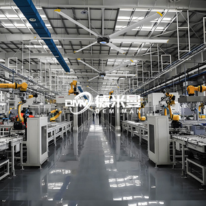 Quạt trần công nghiệp với tốc độ thay đổi lớn hvls & điều khiển từ xa được cung cấp bởi động cơ nam châm vĩnh cửu để thông gió - Product Image 1