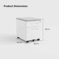 Archivador Móvil de Acero Moderno con 2 Cajones, Cubierta Acolchada, con Ruedas, Bloqueable, Ecológico y Duradero para Oficina