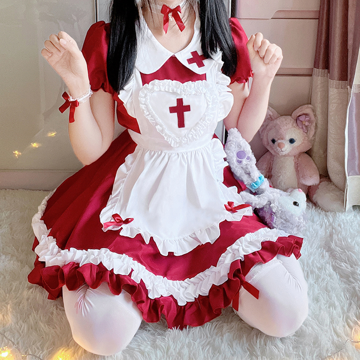 Burgundy [skirt apron, neck circle, arm circle, leg circle]