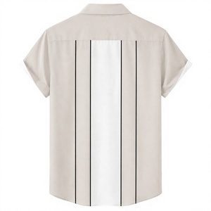 Chemise moderne couleur crème avec blocs de couleur, design simple à panneaux et manches courtes, style boutonné sur le devant - Product Image 2