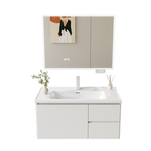 Modern wall mounted bathroom <b>vanity</b> cabinet with <b>LED</b> smart <b>mirror</b> waterproof and moisture-proof washbasin customizable - Product Image 5
