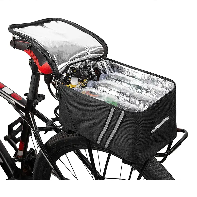 Bolsa de refrigeración para maletero de bicicleta con aislamiento impermeable, bolsa de ciclismo, estante trasero, bolsas para alforjas de bicicleta, cajas