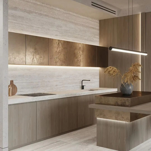 Juego de muebles de cocina de lujo para villas, personalizados y de primera calidad, directamente del fabricante, con despensa extraíble y solución para comedor. - Product Image 2