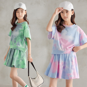 Conjuntos de Ropa de Verano Tie Dye al por Mayor para Niñas de 10 a 16 Años, Incluye Camiseta, Falda, Tops Casuales de Mezclilla y Algodón - Product Image 3