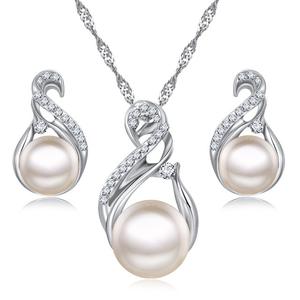 Conjunto de Joyería de Dos Piezas para Mujer, Económico, Última Tendencia, Aleación de Zinc, Chapado en Oro, Chapado en Plata, Conjuntos de Novia para Boda Cristiana - Product Image 1