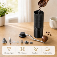 Moulin à café manuel en gros, facile à nettoyer, corps détachable, réservoir de poudre de 30g, compact, en alliage d'aluminium, commande en gros