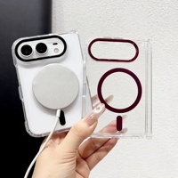 Nouvelle arrivée, étui transparent magnétique pour iPhone 18 Duo, film de protection d'objectif électro-plaqué pliable, étui transparent fin en PC rigide antichoc