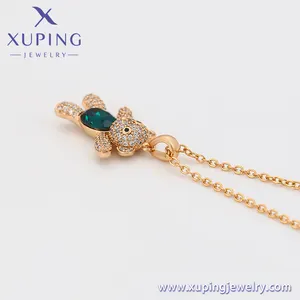 A00770977 Xuping เครื่องประดับน่ารักแฟชั่นหมีกับเพชร-Studded 18พันทองสัตว์จี้สร้อยคอชุด