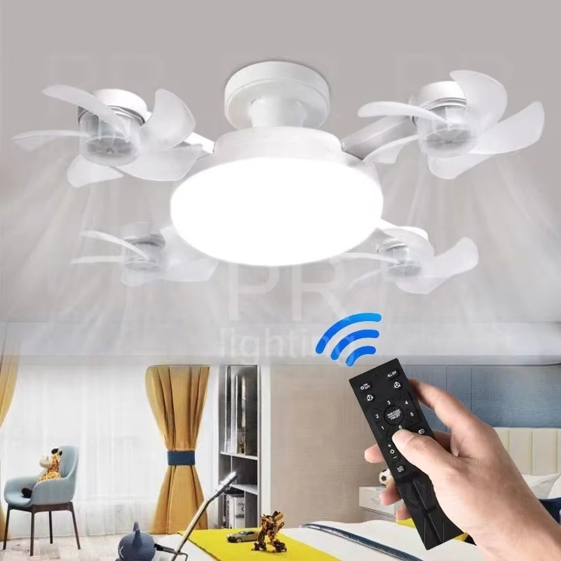 Modern Low Floor Motor 50-60W Ceiling Lamp with Remote Control Simple Quiet Fan LED Lights Home Decor