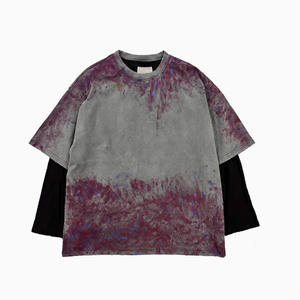 300 GSM Luxury Custom T-<strong>shirt</strong> Plus Size Round Neck <strong>Pro</strong> <strong>Club</strong> T-<strong>shirts</strong> Designer Graffiti Double Long Sleeve for Men T-<strong>shirt</strong> - Product Image 2