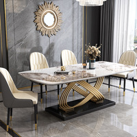 Ensemble de table et chaises de salle à manger modernes et simples en pierre frittée pour 6 personnes, vente en gros à prix abordable
