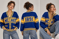 Pull personnalisé avec logo OEM pour homme, pull d'hiver décontracté brodé, tricot ample, veste universitaire, cardigan tricoté pour homme