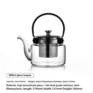 Cuisinière en céramique électrique à usage domestique bouilloire théière en verre résistant à la chaleur filtre en acier inoxydable thé infusion théière poignée ensemble