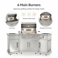 Barbecue au gaz propane infrarouge pour îlot de cuisine extérieur, 6 brûleurs, 58 000 BTU, chaleur uniforme, barbecue commercial pour patio
