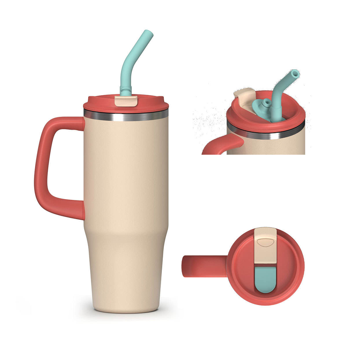 Double tasse de voiture de boisson avec de la paille