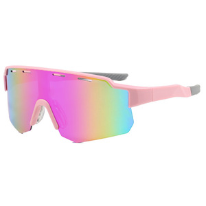 Lunettes de soleil sport roses à monture intégrale, verres miroir UV400, protection pour le cyclisme, le ski, la randonnée, les activités de plein air, lunettes pour femmes - Product Image 4