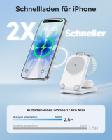 Support de chargeur sans fil magnétique pliable 3-en-1 en forme de valise, portable, 15W, charge rapide, station de charge de bureau pour téléphone