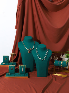 Soporte de Metal de microfibra para exhibición de Joyas, Anillo Verde de alta calidad con logotipo personalizado, conjunto de joyería, estante - Product Image 3