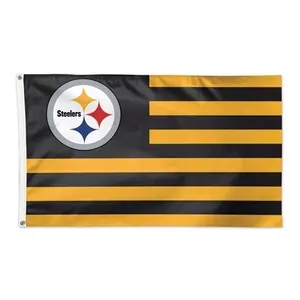 Custom NFL AFC Pittsburgh Steelers Flag Any Size Any Design Single Double Printed Indoor Outdoor Sports Club Flag Banner