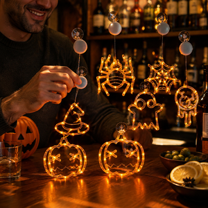 Lumières d'Halloween pour fenêtres et portes, décorations de fête à domicile, à piles, avec ventouse puissante, pour intérieur - Product Image 6