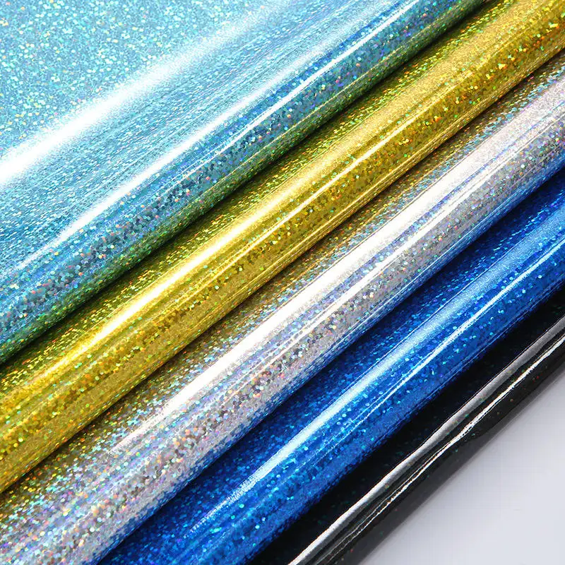 DIY Sewing synthetic PU Leather film mirror Canvas Glitter Vinyl leather Fabric for shoes bags