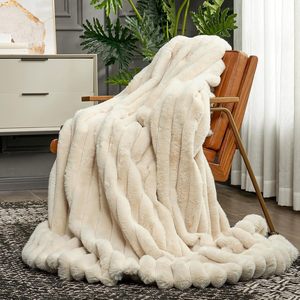 Jeté <span class=keywords><strong>de</strong></span> canapé moderne en polyester couleur unie, double couche, épaissi, <span class=keywords><strong>fausse</strong></span> <span class=keywords><strong>fourrure</strong></span>, peluche, couverture chaude pour l'hiver - Product Image 1