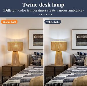 Ensemble <span class=keywords><strong>de</strong></span> 2 lampes <span class=keywords><strong>de</strong></span> table en <span class=keywords><strong>corde</strong></span> <span class=keywords><strong>de</strong></span> papier tressée à la main, style bohème Wabi-Sabi, <span class=keywords><strong>lampe</strong></span> <span class=keywords><strong>de</strong></span> <span class=keywords><strong>chevet</strong></span> pour chambre à coucher, décoration d'hôtel - Product Image 2
