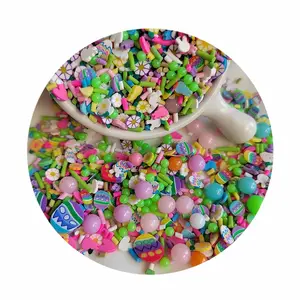 Paskalya balçık dolum yumuşak polimer kil yumurta tavşan çiçek kalp dilimleri serpin 500g mix balçık el sanatları
