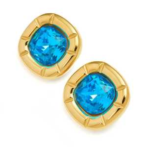 1 Pair Women's Vintage Luxury Multi-Color Square Zircon Stainless Steel 18K Gold Plated Drop <b>Earrings</b> Party Niche Trendy Design - Product Image 2