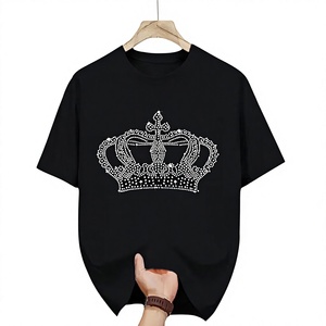 T-shirt Femme Coton Imprimé Soleil Lune Strass Mode Vente en Gros - Product Image 1