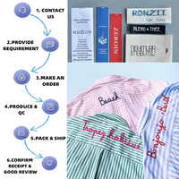Chemises rayées personnalisées, polos brodés, chemises boutonnées à fines rayures bleues, chemises à rayures brodées au dos