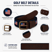 Ceintures de golf et de sport en cuir véritable et toile brodée au point d'aiguille avec logo personnalisé de haute qualité pour clubs de golf OEM ODM