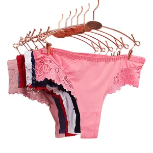 UOKIN 2023 Nouveau modèle String en nylon élasthanne avec dentelle chaude pour dames culottes de bikini sexy adolescentes assorties 8 couleurs mélangées paquet de 12