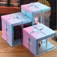 Boîte cadeau transparente pour fleurs, nouveau style, avec pelliculage brillant/mat, papier artistique, qualité alimentaire, recyclable, taille personnalisable, boîte à gâteau