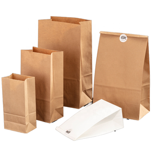 Wholesale Classic Biodegradable Greaseproof Food Paper Bags 12*7*21.5cm White Brown Kraft Custom Logo Pizza Bread Milk Sushi - Product Image 1