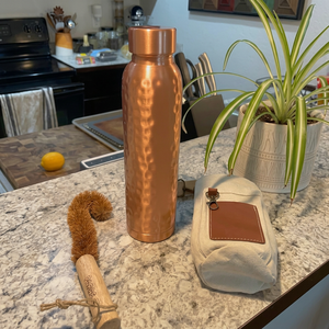 Decorative Copper <b>Water</b> <b>Bottle</b> with Traditional Craftsmanship Reusable <b>Metal</b> Drinkware for Lifestyle Stores - Product Image 1