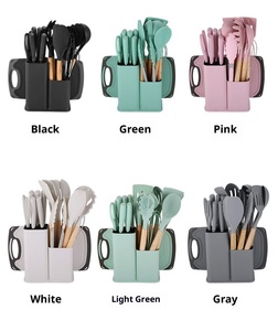 White Food Grade <b>Silicone</b> Kitchen Cookware Utensils Turner Spatula Spoon Wooden Handle Practical Cooking <b>Tool</b> Kitchenware Set - Product Image 4