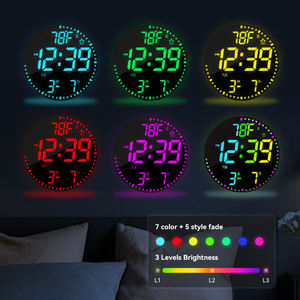 Reloj de Pared LED Moderno para Decoración del Hogar, 12 Pulgadas, Colorido, con Sensor de Luz Nocturna RGB, Fecha Digital, Temperatura, Control Remoto y Alarma - Product Image 5