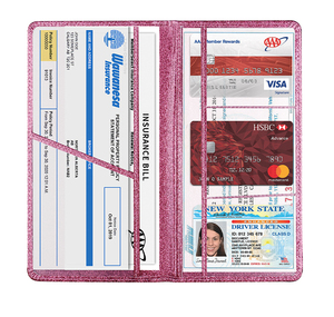 <span class=keywords><strong>Porte</strong></span>-cartes d'assurance et de carte grise brillant pour <span class=keywords><strong>voiture</strong></span>, organiseur de boîte à gants, dossier de documents de véhicule, accessoires auto pour femmes - Product Image 4