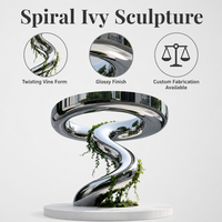 Sculpture abstraite moderne en acier inoxydable poli miroir, anneau en spirale en forme de S, art métallique pour paysage extérieur, monument, 220 cm, personnalisable