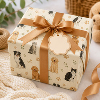 Papier cadeau personnalisé imprimé avec des empreintes de pattes d'animaux, rouleau de 80 g/m², enduit, 50x70 cm, vente en gros