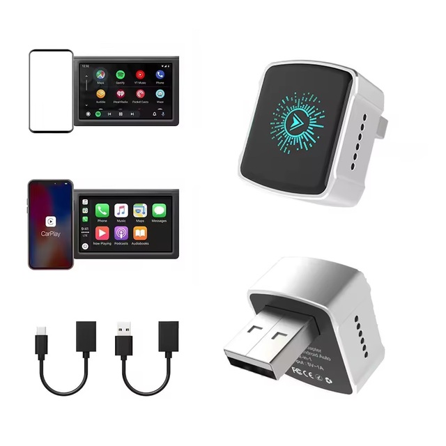 2026 New Wireless CarPlay Auto Adapter 5.8GHz Quad Core Zero Delay Plug and Play USB Converter Aluminum Mini for iPhone Android
