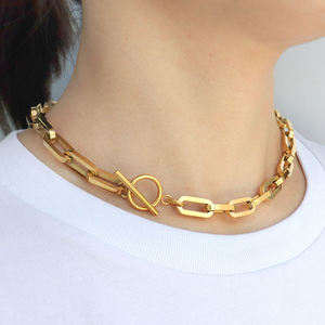 Kingcome สร้อยคอโซ่สแตนเลสสตีลปราศจากสารเคลือบทอง18K สำหรับผู้หญิงและผู้ชาย - Product Image 2