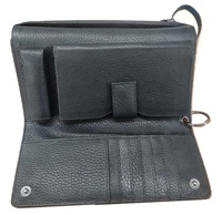 Portefeuille en cuir RFID pour femme avec porte-cartes, dragonne amovible, motif bonbon, pochette de soirée, pour cartes de crédit et passeports, noir