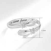 Bague de couple redimensionnable bague de câlin en cuivre couleur argent cadeau d'amitié bague réglable pour filles en stock