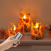 Bougies LED sans flamme en verre, télécommandées, motif colibri floral, à piles, pour Noël, mariage, maison, fête, écologiques
