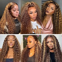 Perruque africaine bouclée haute température, effet super ondulé, couleur piano, fabriquée à la machine, bouclée et volumineuse pour coiffure tendance