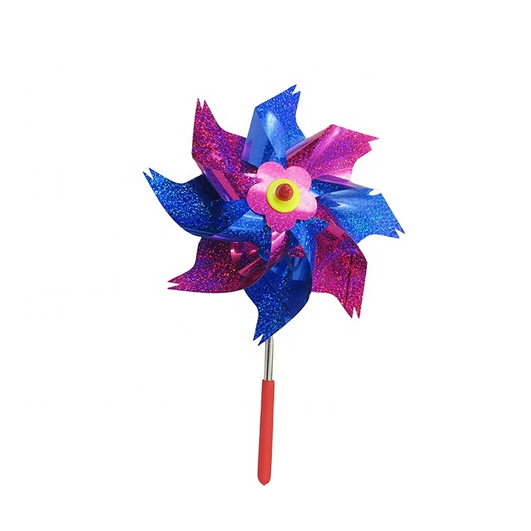 Телескопическая ветряная мельница из нержавеющей стали в форме цветка, детская игрушка с ручкой из ПВХ